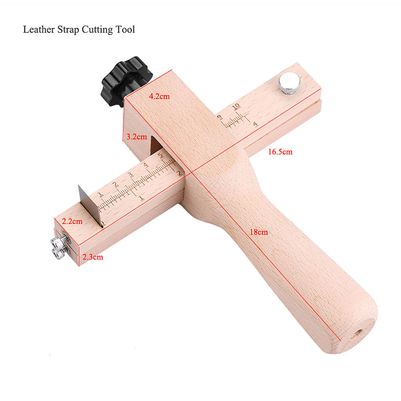 Leather Cutting Tool Leather Strap Cutter with Wooden Handle